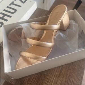 Schutz Women's Gold Strappy Heels